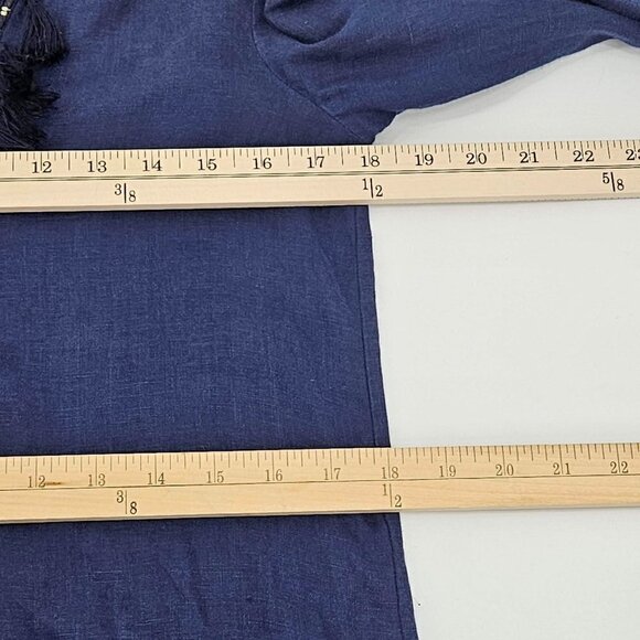 Lilly Pulitzer Amelia Island Tunic Top True Navy Women's XS Linen Fringe Preppy - Picture 10 of 13